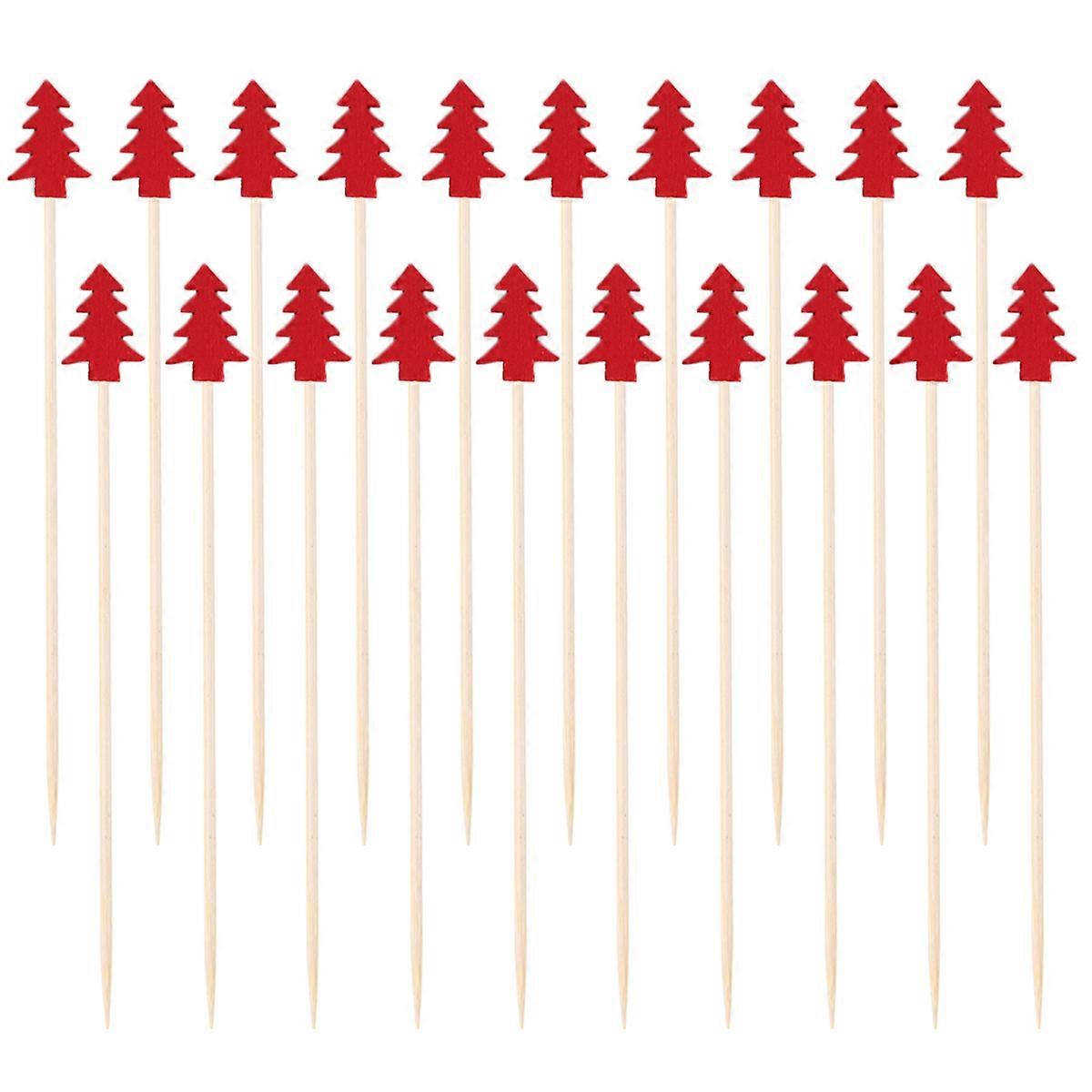 Decorative Appetizer Skewers Bamboo Material Christmas Party Style Toothpicks 13 x 1 x 0.5cm Garnish Holding 100Pcs