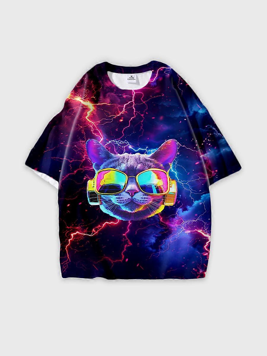 T-shirt round neck Pattern loose short sleeve B1738