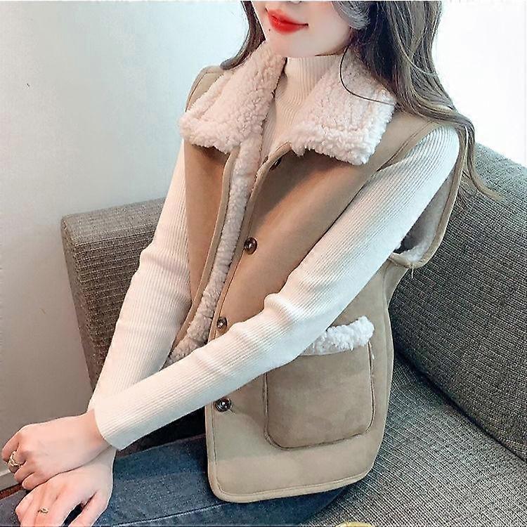 Versatile Women's Lamb Fleece Vest Coat with Two Sides to Wear for Autumn and Winter