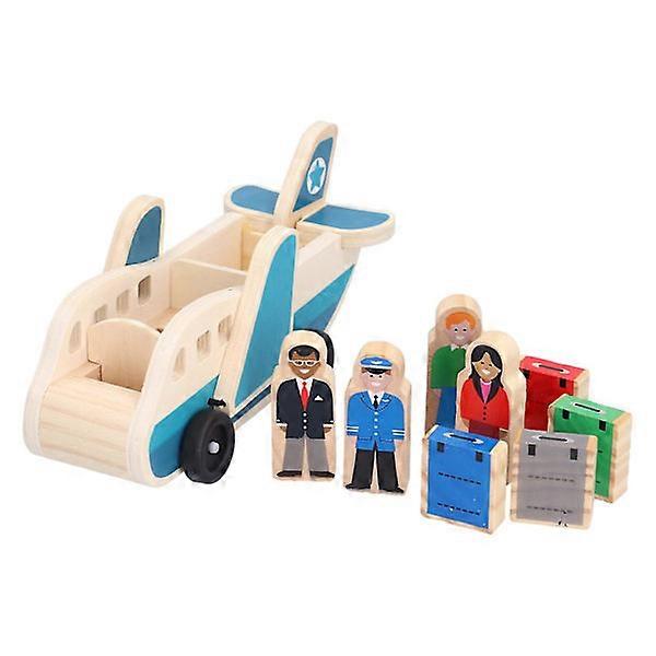 Toddler Wooden Airplane Set Airline Passenger Jet Toy Educational Airplane Model Toy Airplane null none