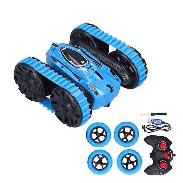 2.4G wireless 2-in-1 remote control stunt car 4WD double-sided rotating vehicle children's toy blue