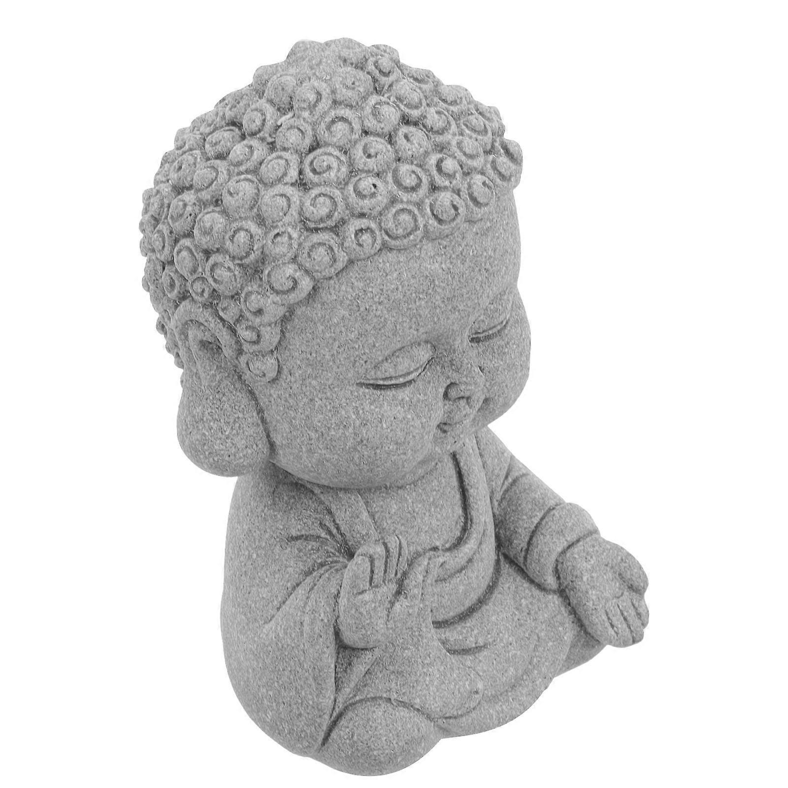 Statues For Home Decor Minimalist Sandstone Buddha Statue Zen Decor Garden Ornament Grey 7.50X4.50X4.00CM Handcrafted 1Pack