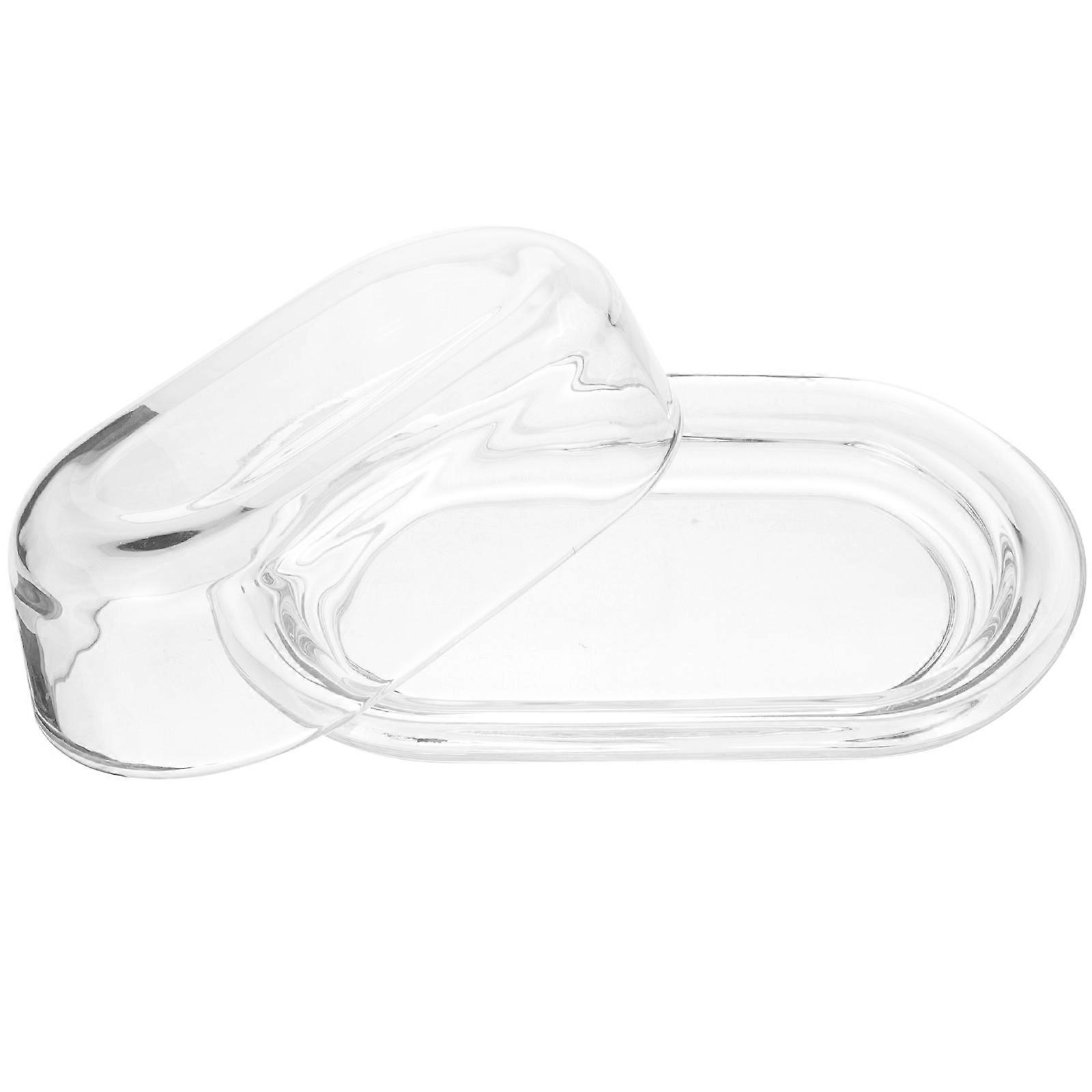 Transparent Glass Butter Plate with Lid for Storage 7.87"x2.95"x3.15"
