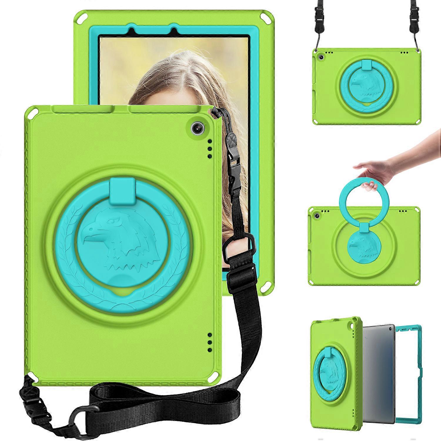 Θήκη TKdaddy Hard EVA για Amazon Fire HD 10 (2021) Προστατευτικό κάλυμμα με ιμάντα ώμου, πράσινο φιλμ οθόνης