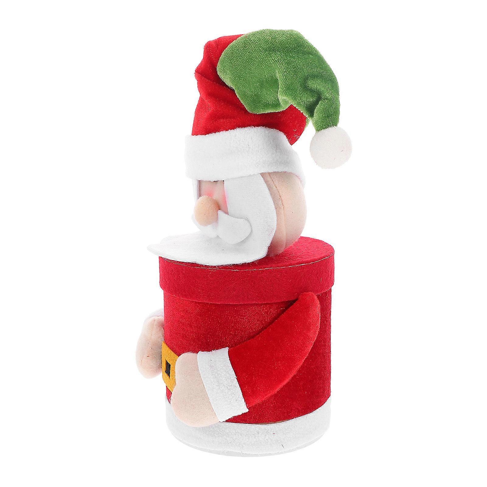 Red Velour Candy Dish with Lid Unique Christmas Design for Holiday Storage and Decorative Use Santa Claus Theme Small Size