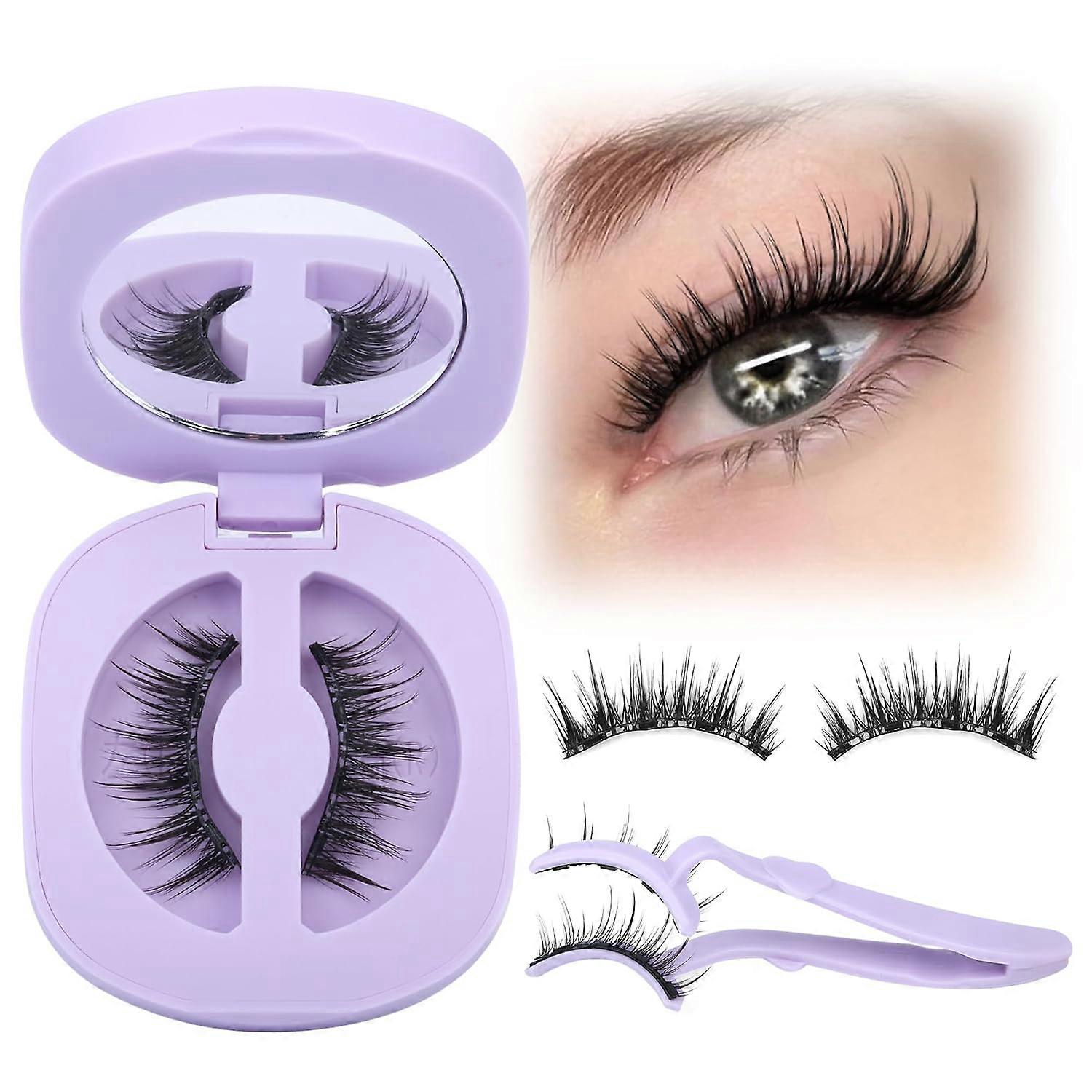 Magnetic Eyelashes Reusable Natural Look Magnetic Eyelashes with Applicator Slim False Eyelashes with Magnets No Eyeliner Required Black