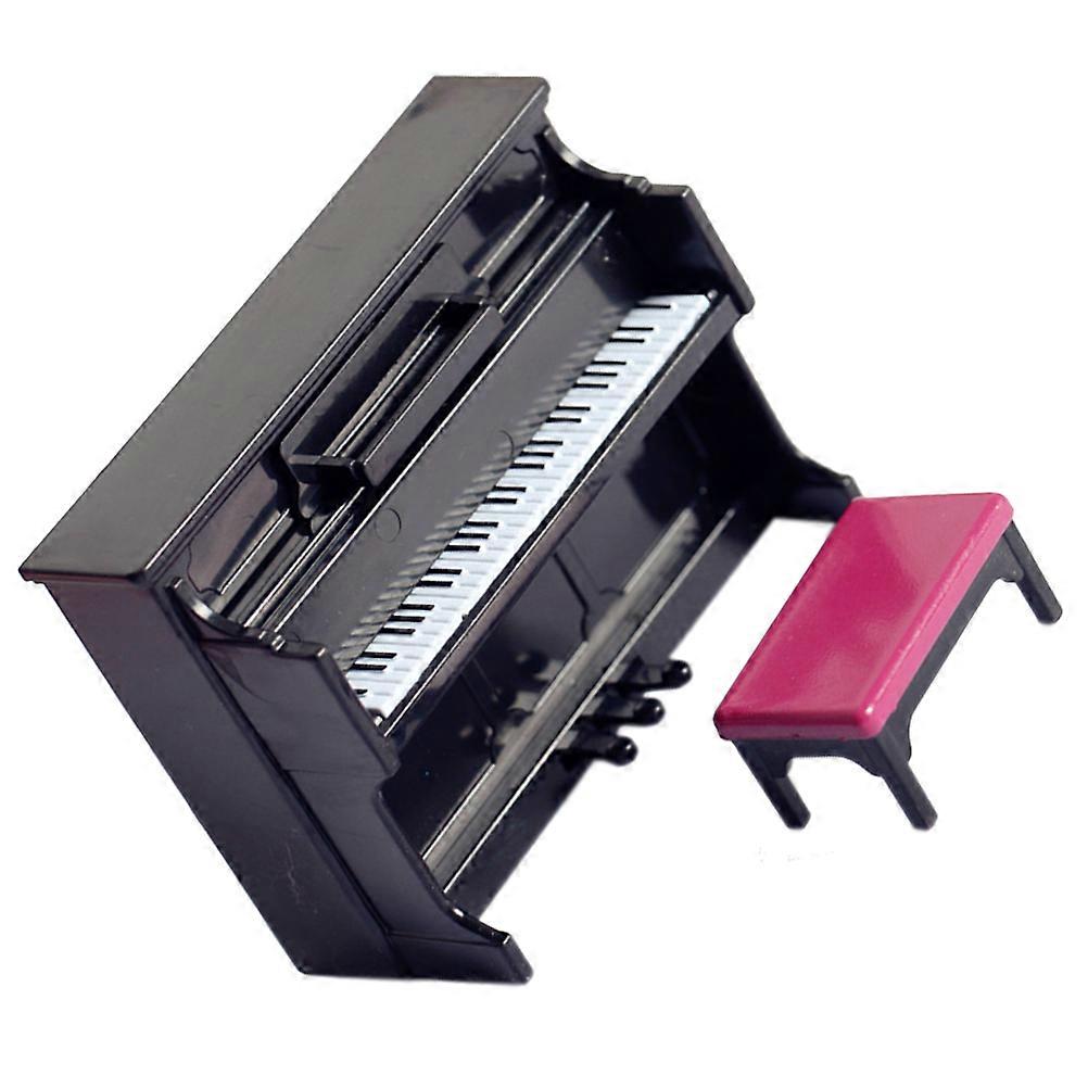 1 Set Miniature Piano with Small Stool for Micro Landscape Decoration Ornament