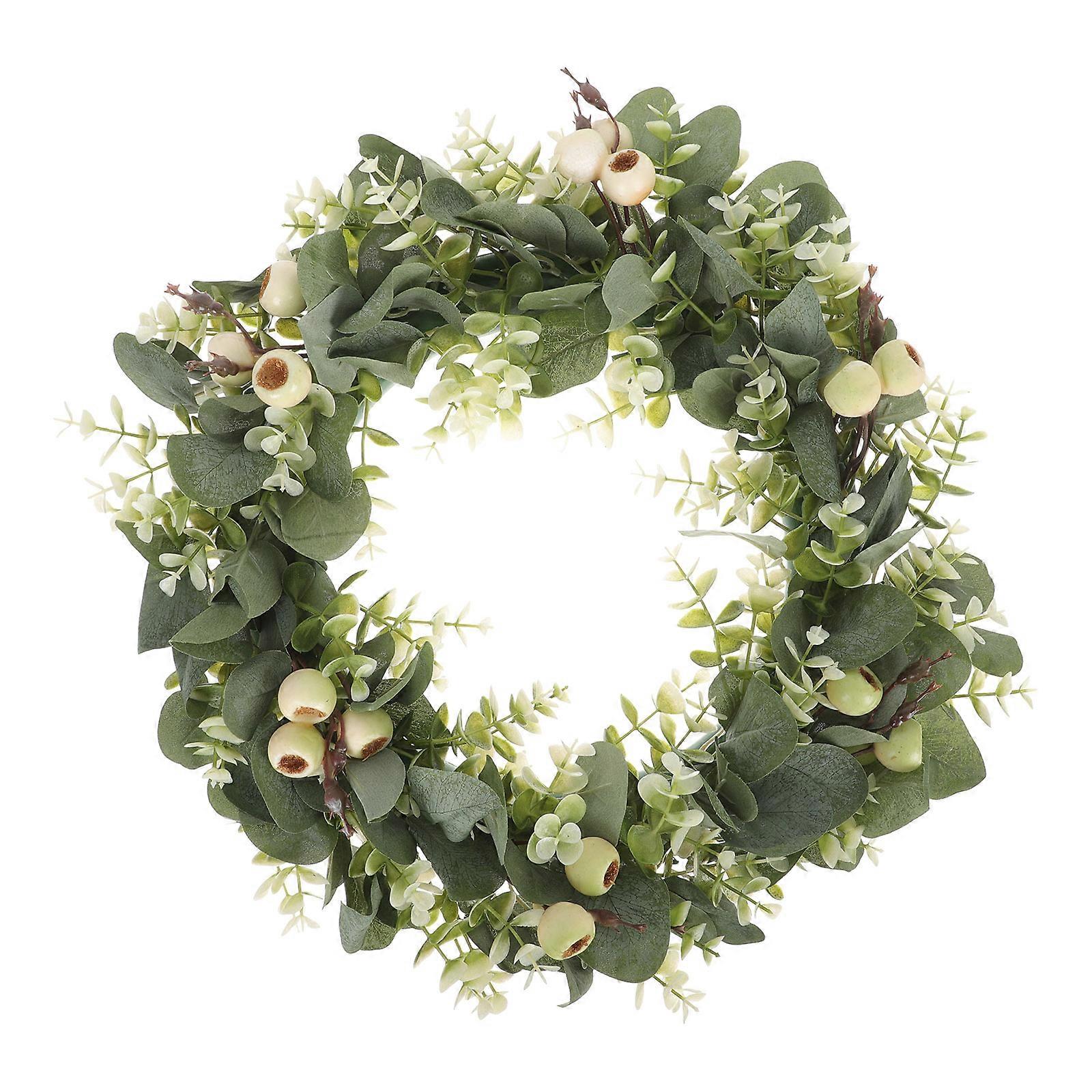 Green Plastic Wreath Decor for Front Door and Wall Perfect for Spring Festive Atmosphere