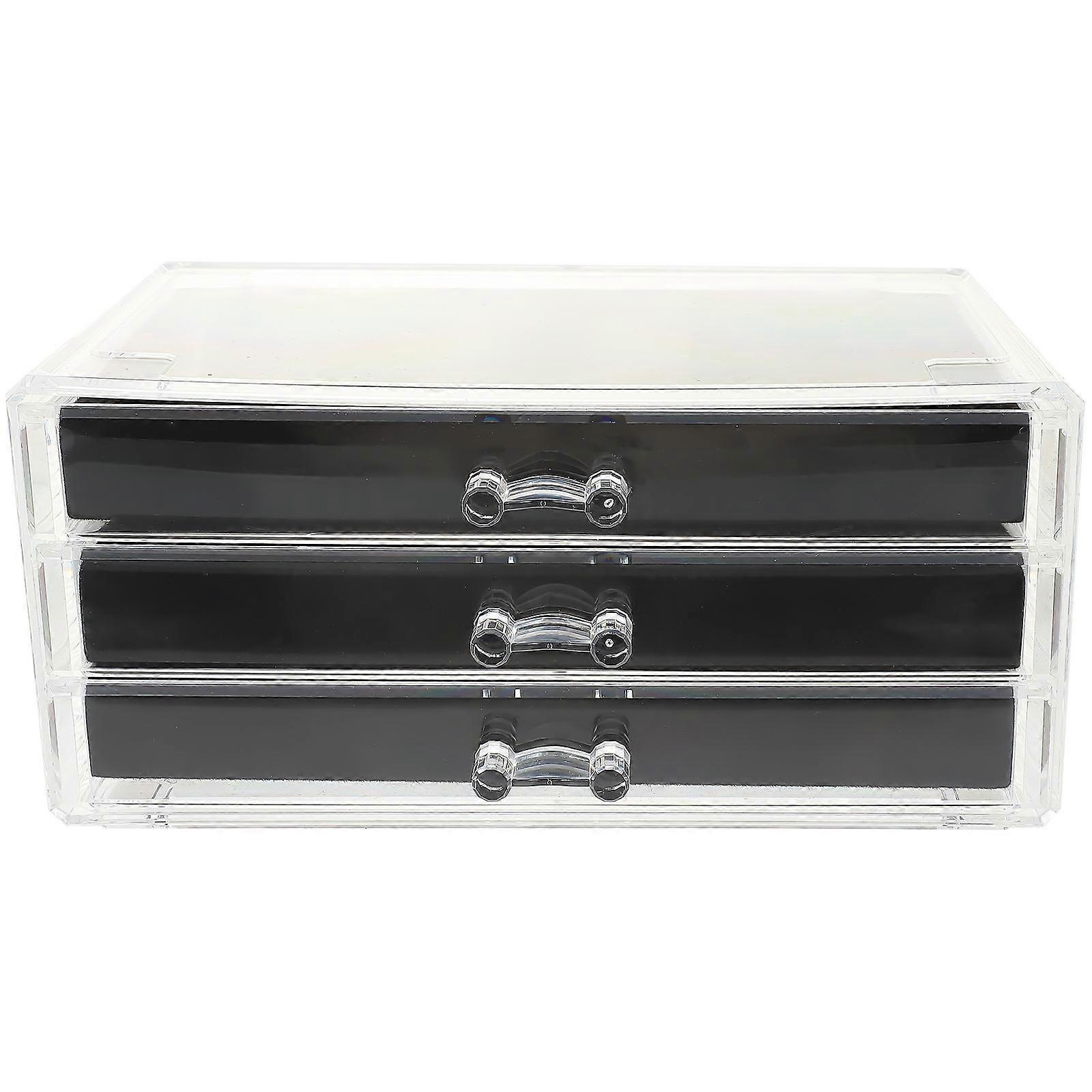 Portable Jewelry Box Three Layer Organizer Multi-Layer Storage Container For Necklaces Rings Earrings Home Decor 9.35X5.89X4.32in Flocked Cloth 1Pack