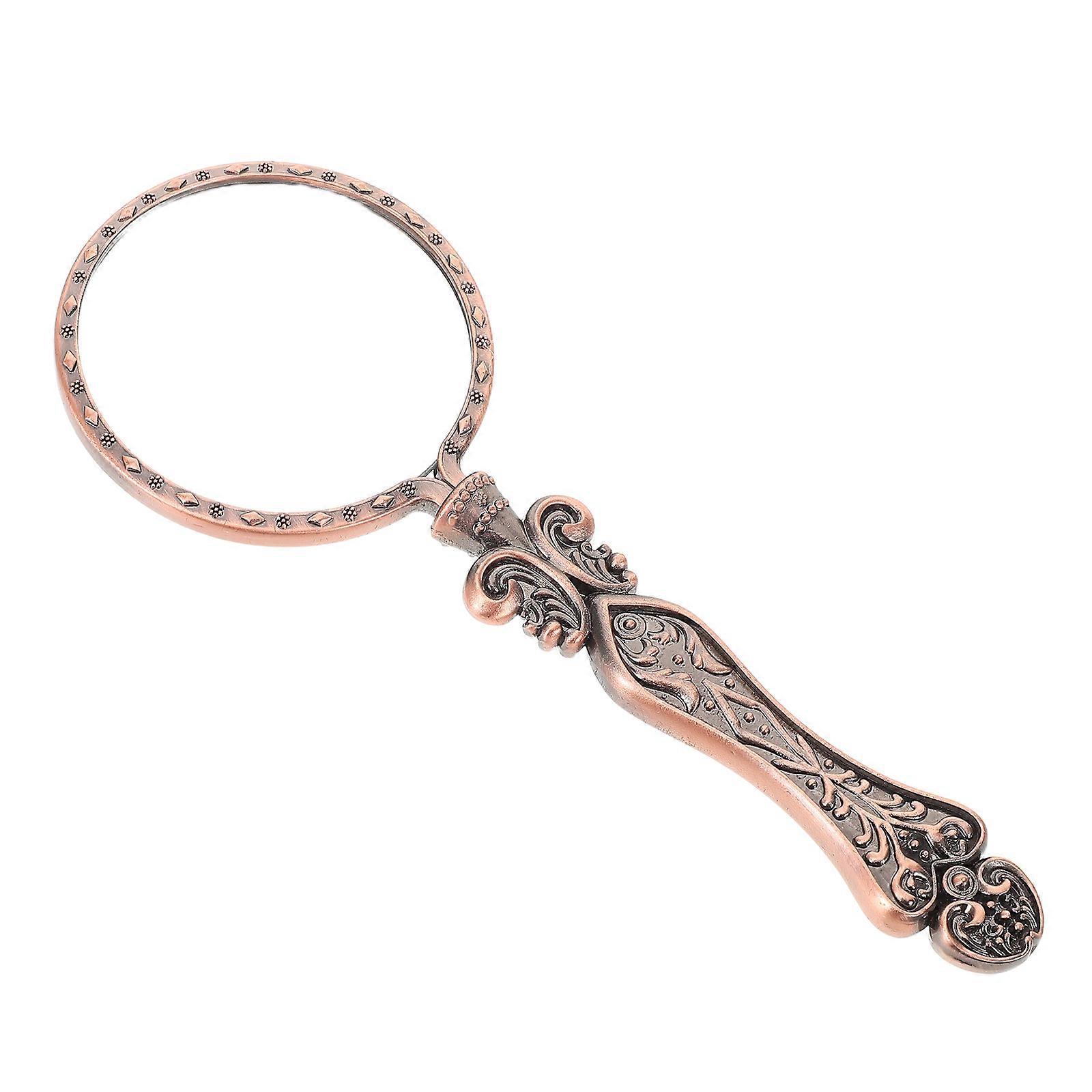 Elegant Vintage Handheld Magnifying Glass with Metal Handle and Embossed Floral Design for Reading, Jewelry Evaluation, and Science Exploration