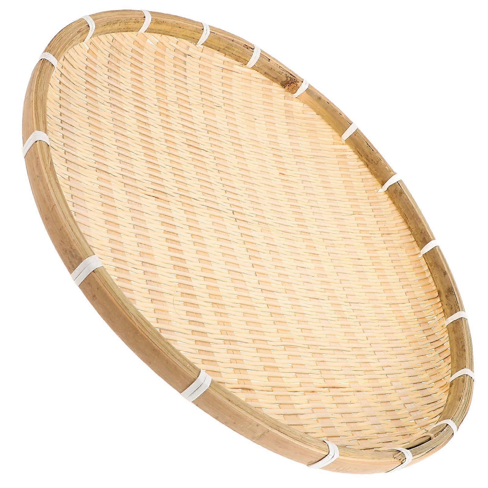 Bamboo Woven Tray No Hole Round Storage Container