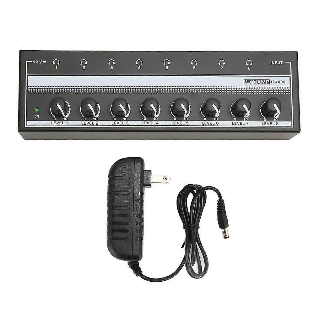 Professional 8 Channel Stereo Headphone Amplifier with Plug and Play High Power, 100-240V US Plug