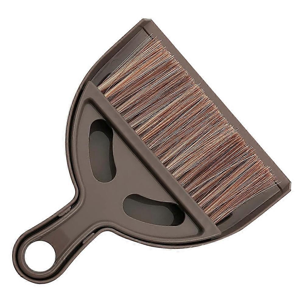 1 Set Cleaning Brush And Dustpan Desktop Mini Broom For Computer Keyboard Home Cleaning Coffee Color