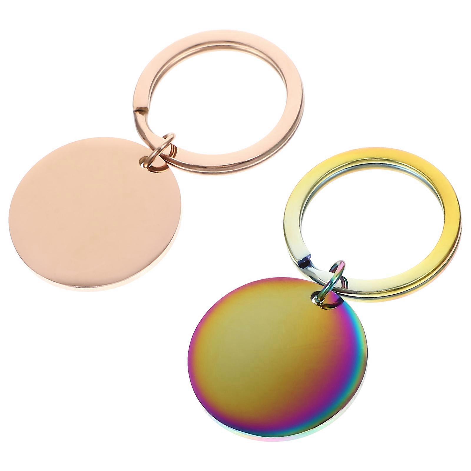 Assorted Color Stainless Steel Blank Keychain for DIY Projects with Durable Key Ring 2pcs