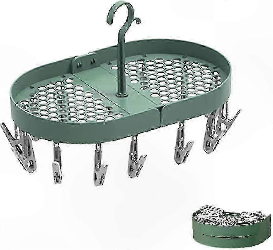 Collapsible Sock Dryer with Rotating Hook and 14 Clips for Easy Drying