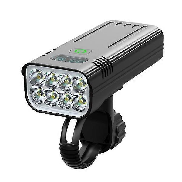Éclairage de vélo, cadre, 8000 lumens super lumineux, 8 LED, 5200mAh rechargeable par USB, affichage de la puissance et 5 modes d’éclairage