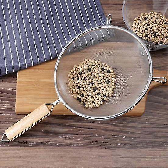 Stainless Steel Mesh Strainer with Wooden Handle Fine Mesh Filter Spoon Wire Sieve