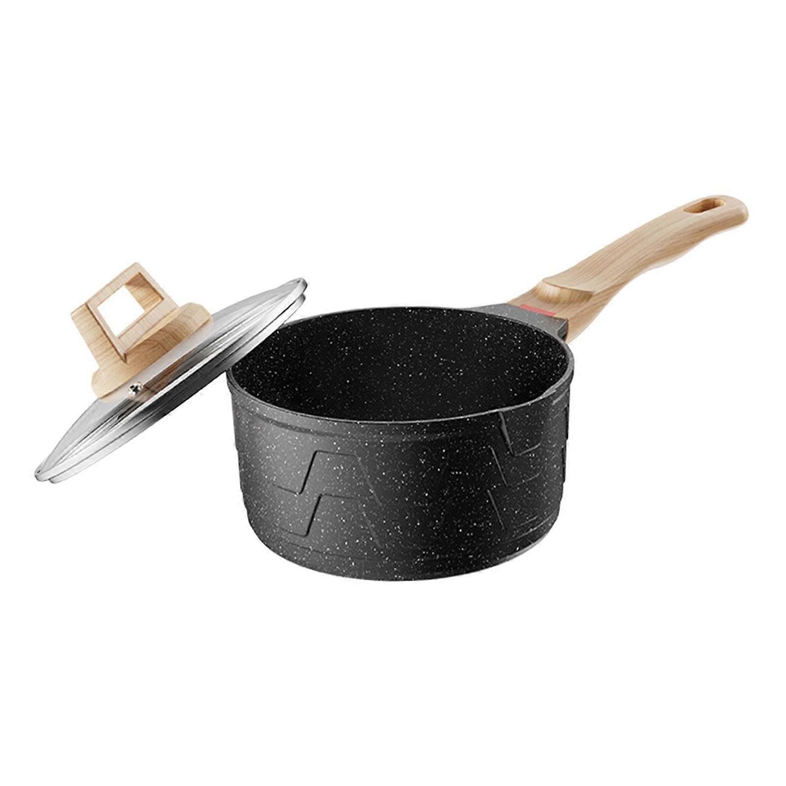 Non-Stick Milk Pan Butter Warmer Mini Milk Cooker With Flat Bottom Induction Compatible Saucepan Black