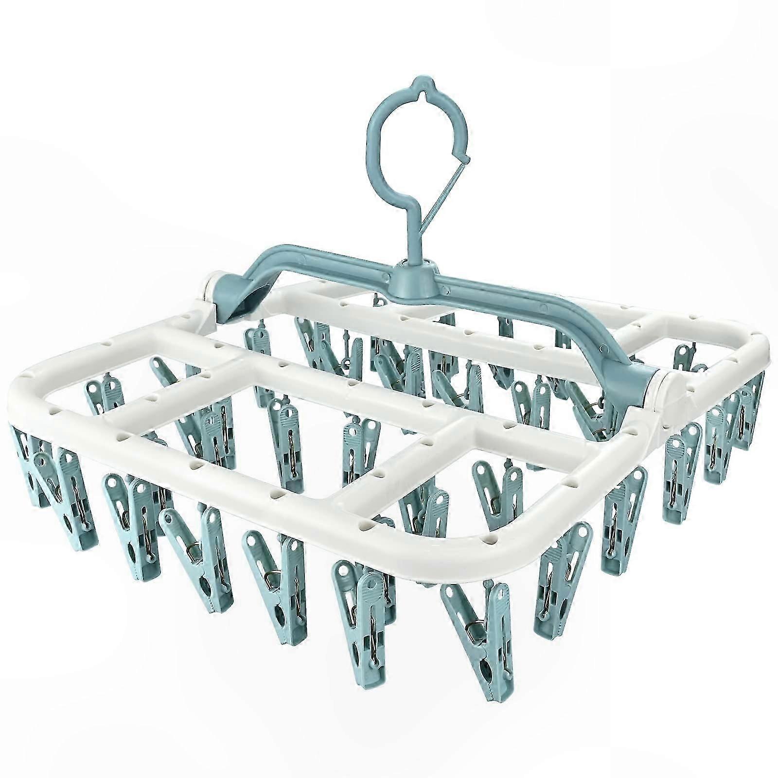 Foldable Sock Dryer Rack with 40 Clips, Windproof Laundry Hanger for Indoor Use