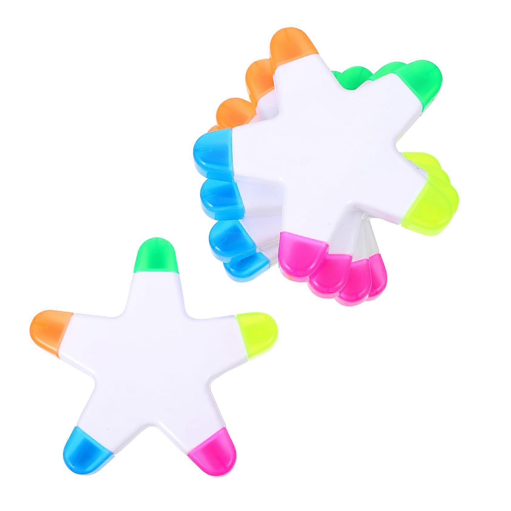 5 pieces Five Colors Starshaped Fluorescent Markers Highlighter Pens for Students Creative Writing Drawing Journal and Notes