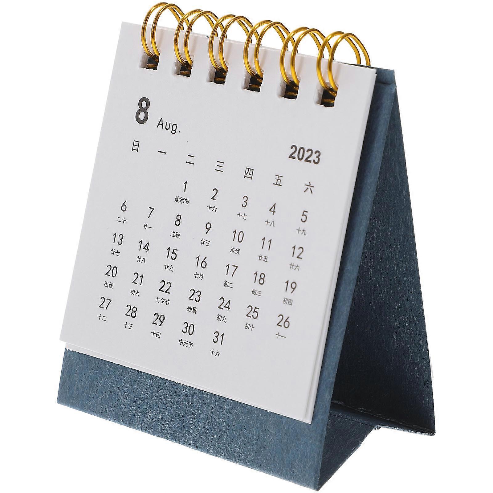 Office Calendar 1 Set Mini Creative Blue Paper Calendar Simple Design Handy Tool For Home Decoration