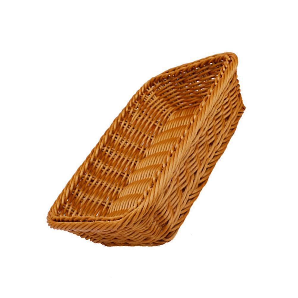 Brown Woven Basket for Storage Square Design Easy to Clean Practical Vegetable Basket 12.5x8.5x6.5 inches