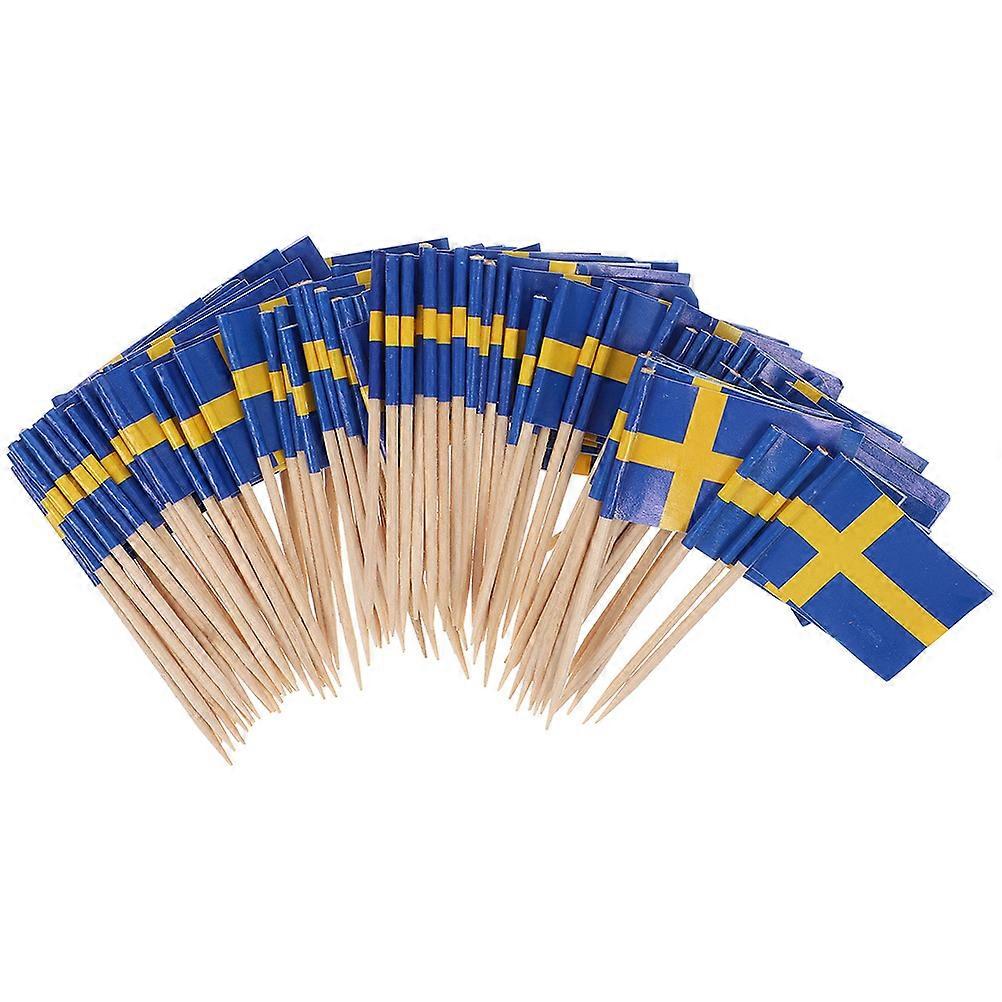 Dessert Toppers 200Pcs Flags Pattern Cupcake Flags Suitable For Outdoor Camping Food Decoration 6.5X3.5Cm