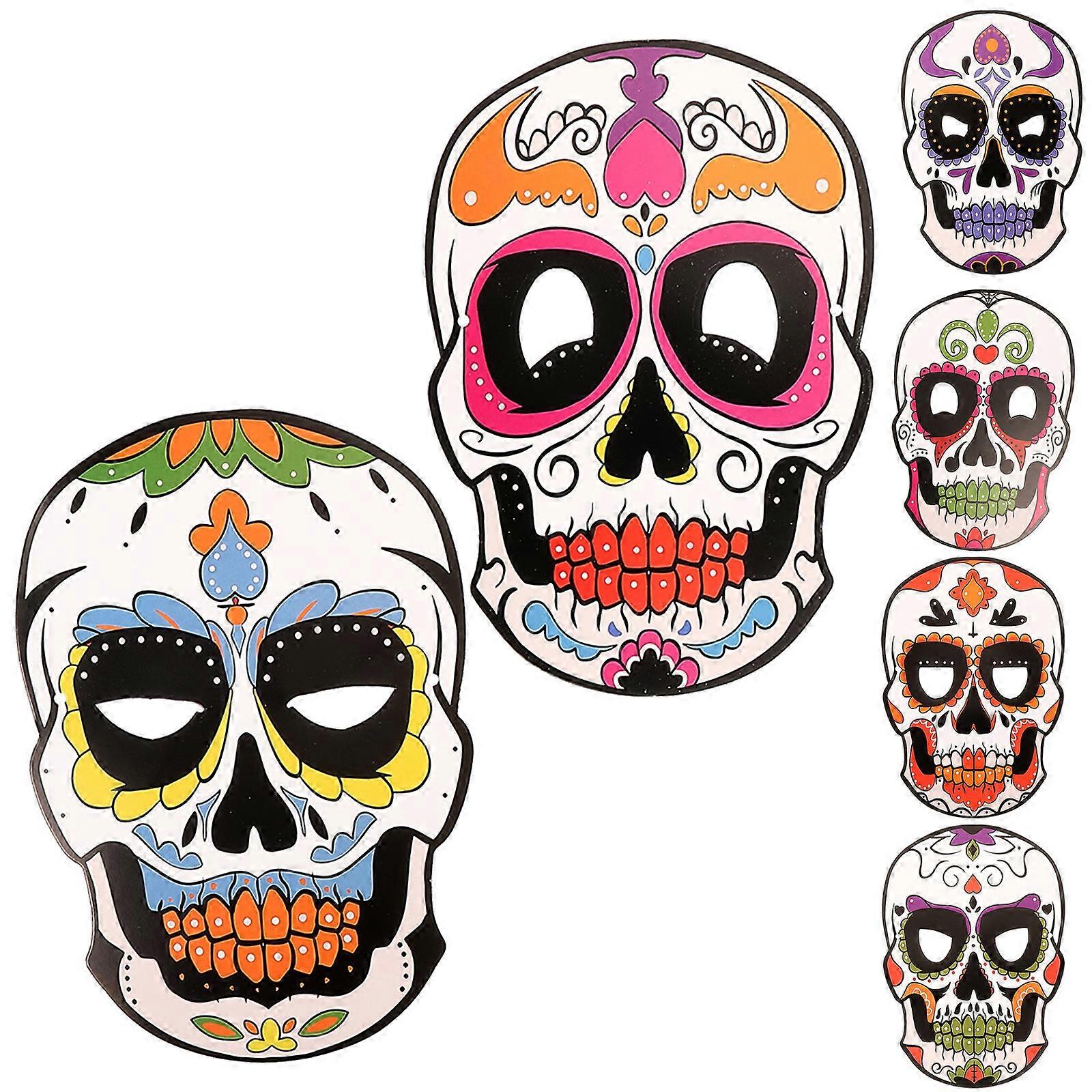 6PCS Skull Masks for Halloween, Day of the Dead, and Masquerade Parties Durable & Comfortable for Cosplay and Themed Events