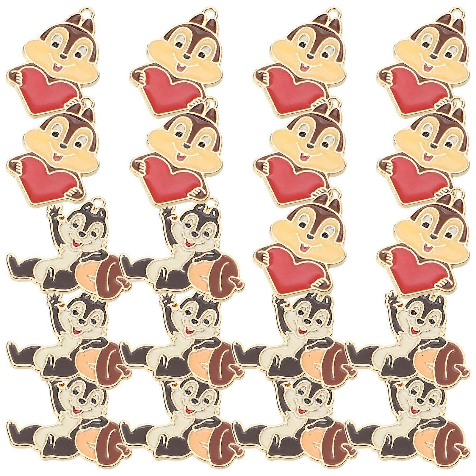 20 Pieces Multi Color Cartoon Squirrel Charms for DIY Jewelry Making Supplies Alloy Craft
