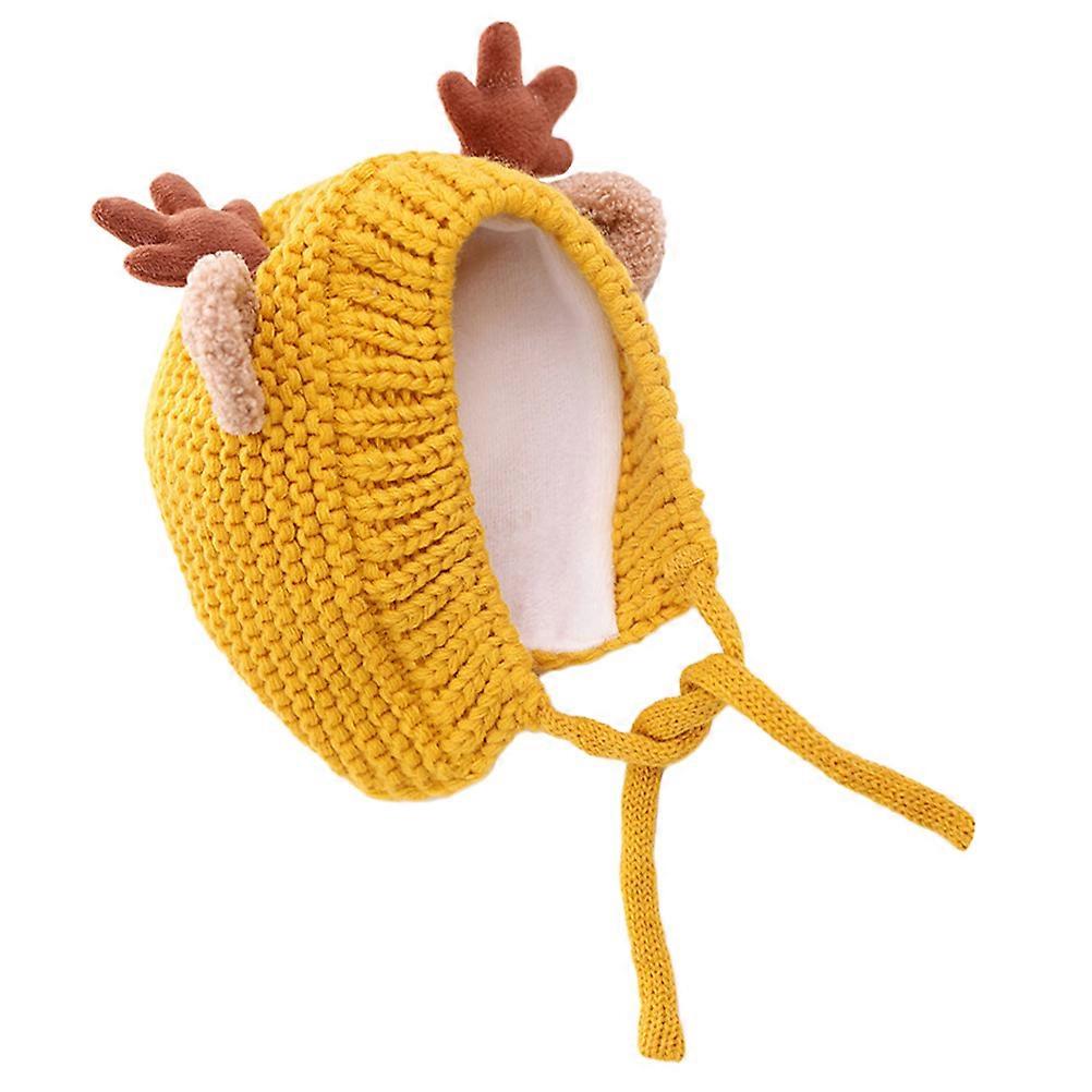 Christmas Knitted Winter Hat with Reindeer Antlers Design – Soft Warm Beanie for Unisex Adults and Kids – Holiday Photo Prop