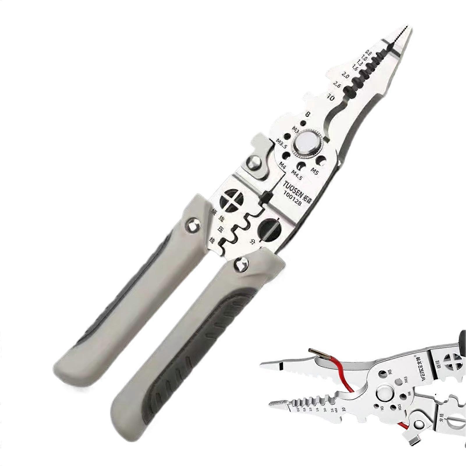 Wire Stripper Tool, Wire Stripper Crimping Plier, Wire Stripper for Cutting, Crimping, Pulling, Winding, Splitting, Clamping and Screwing Wires