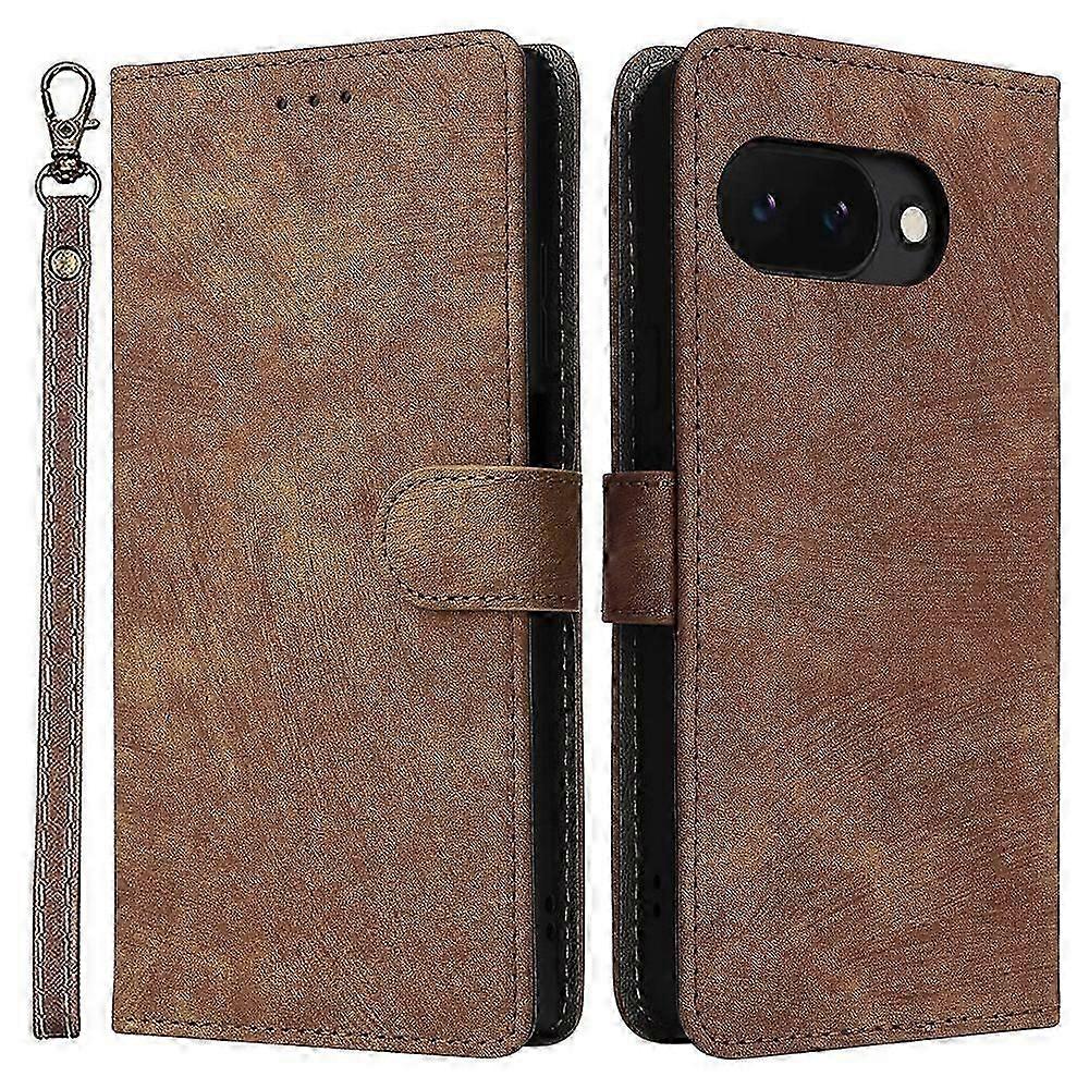 For Google Pixel 9a Wallet Case RFID Blocking PU Leather Cover Stand View-Brown