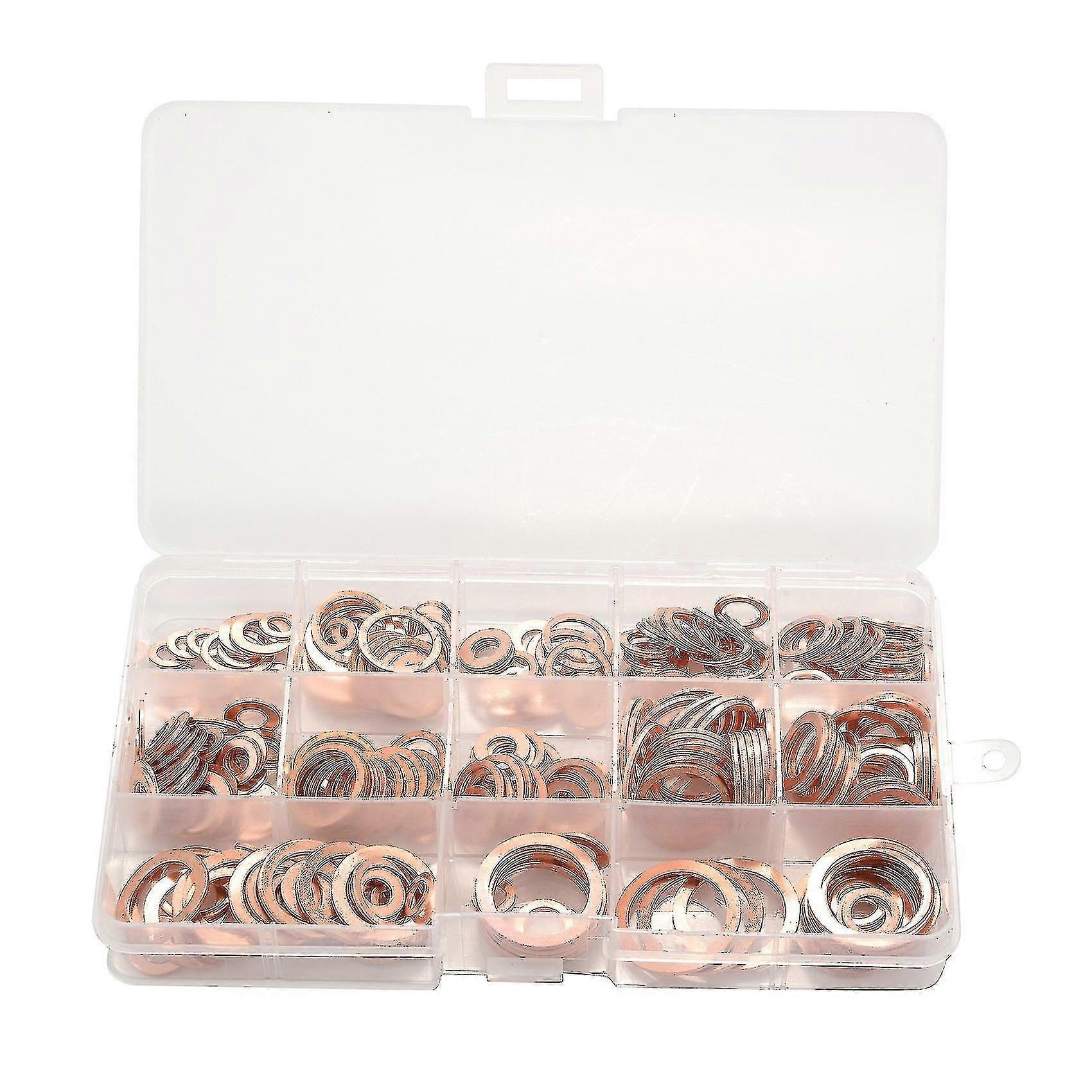 280pcs Professional Assorted Copper Washer Gasket Set Flat Ring Seal Assortment Kit M5-m20 With Box