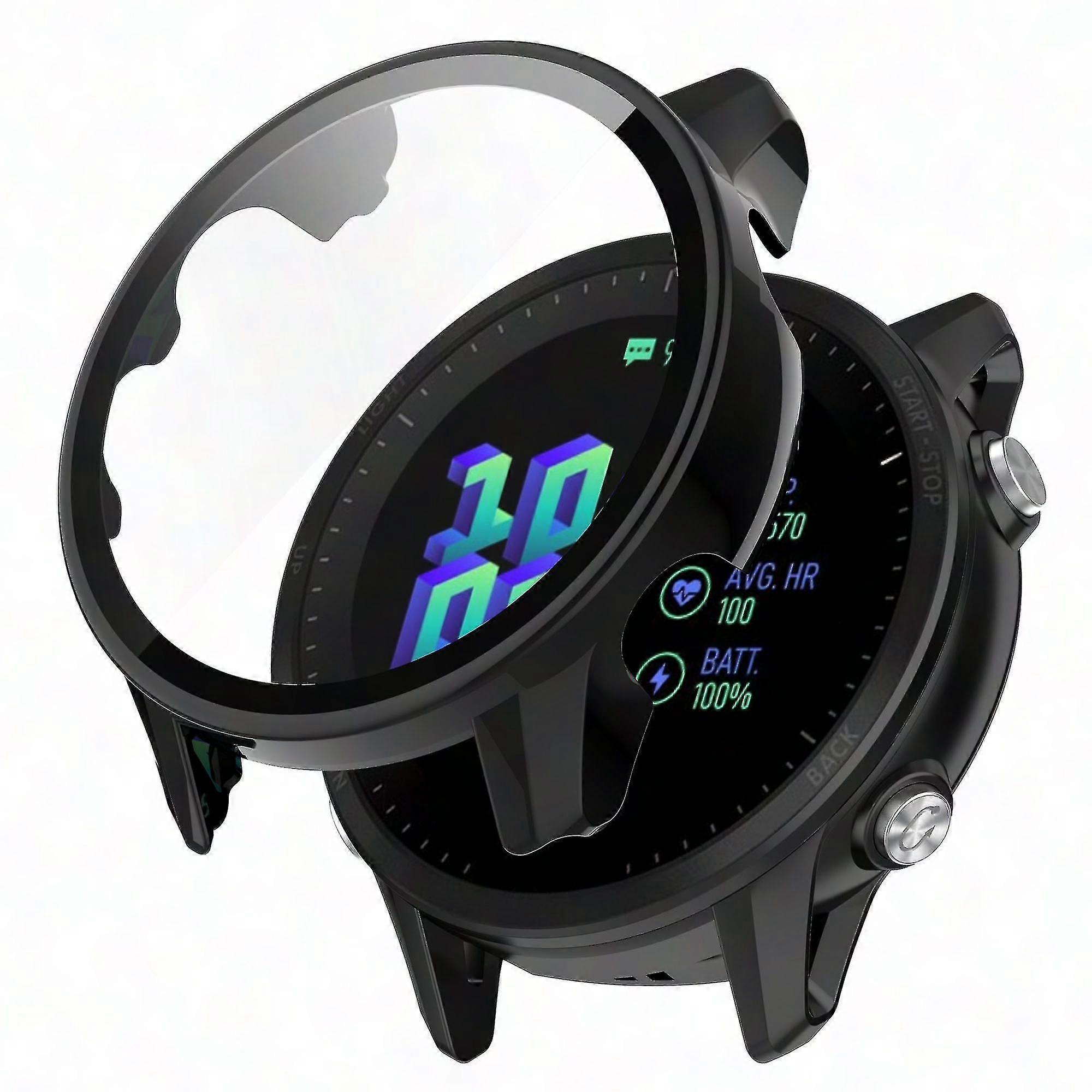 Garmin Forerunner 955 Hard PC Case with Tempered Glass Screen Protector - Full Protection Cover