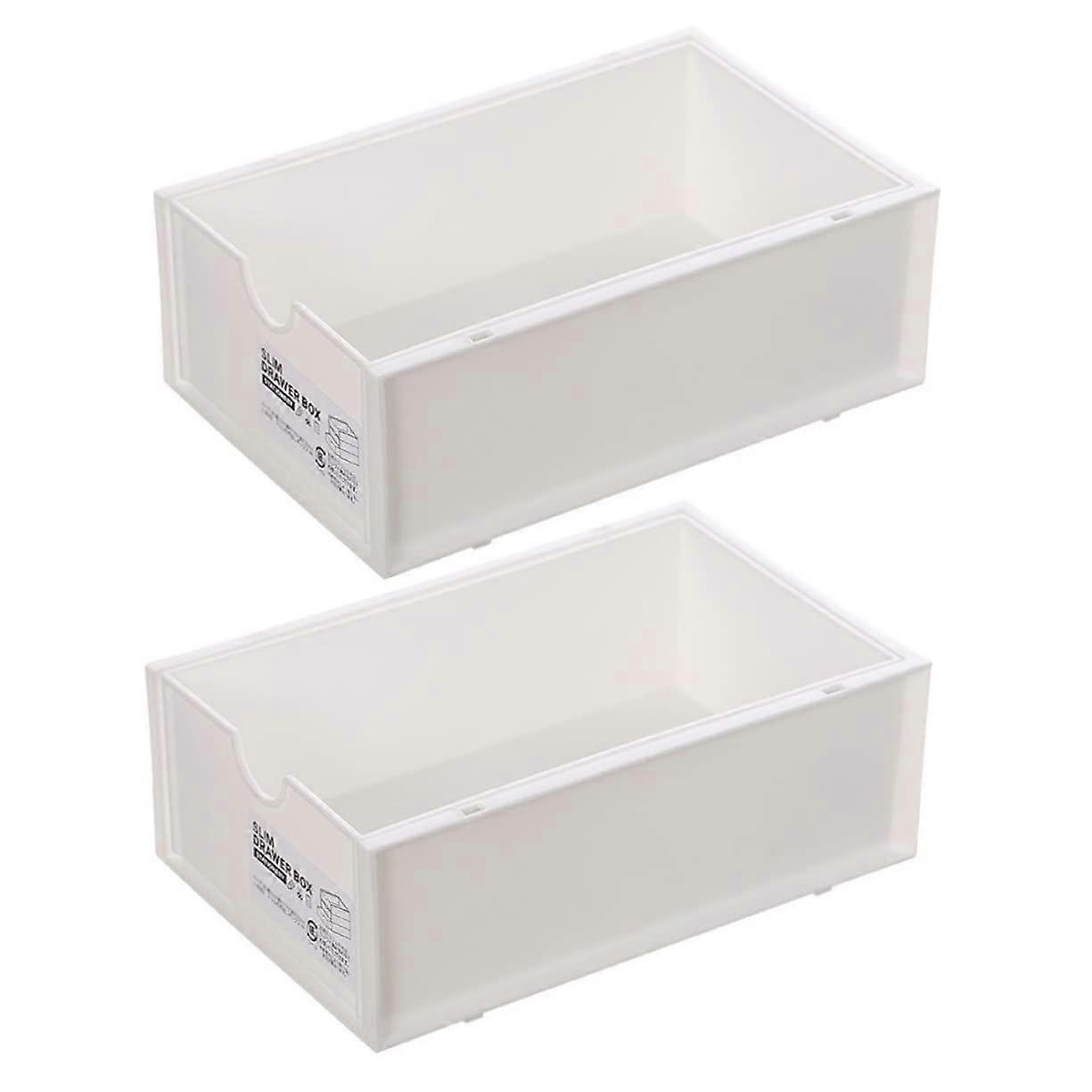 Stackable Drawer Organizer 2-Piece Desk Storage Box for Cosmetics, Stationery and Small Items, Keeps Desks Neat