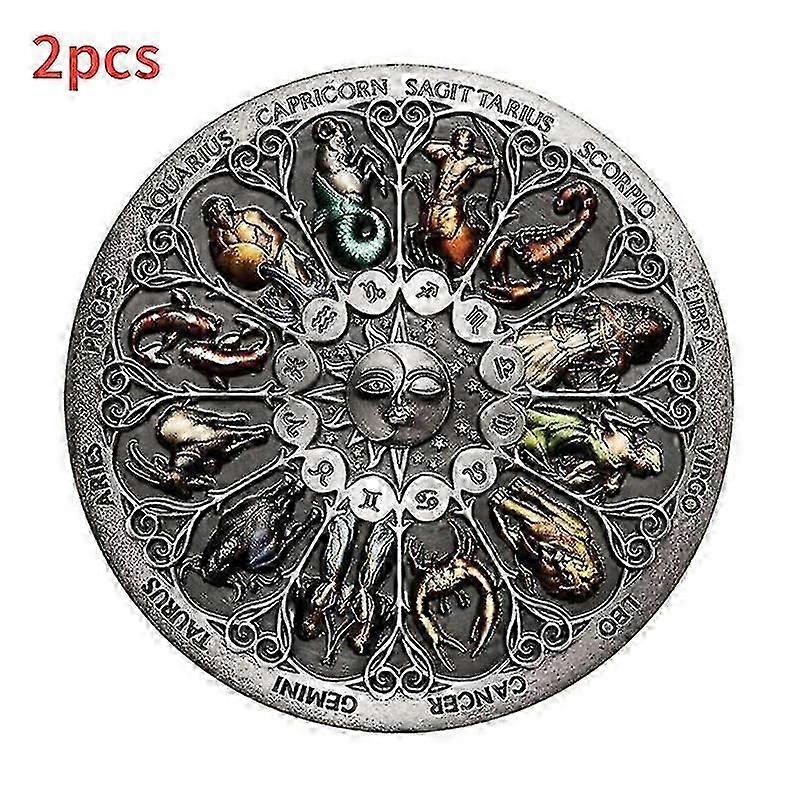 2pcs constellation coin twelve constellation commemorative coin goddess of luck guardian exquisite collection coin betterlifefg