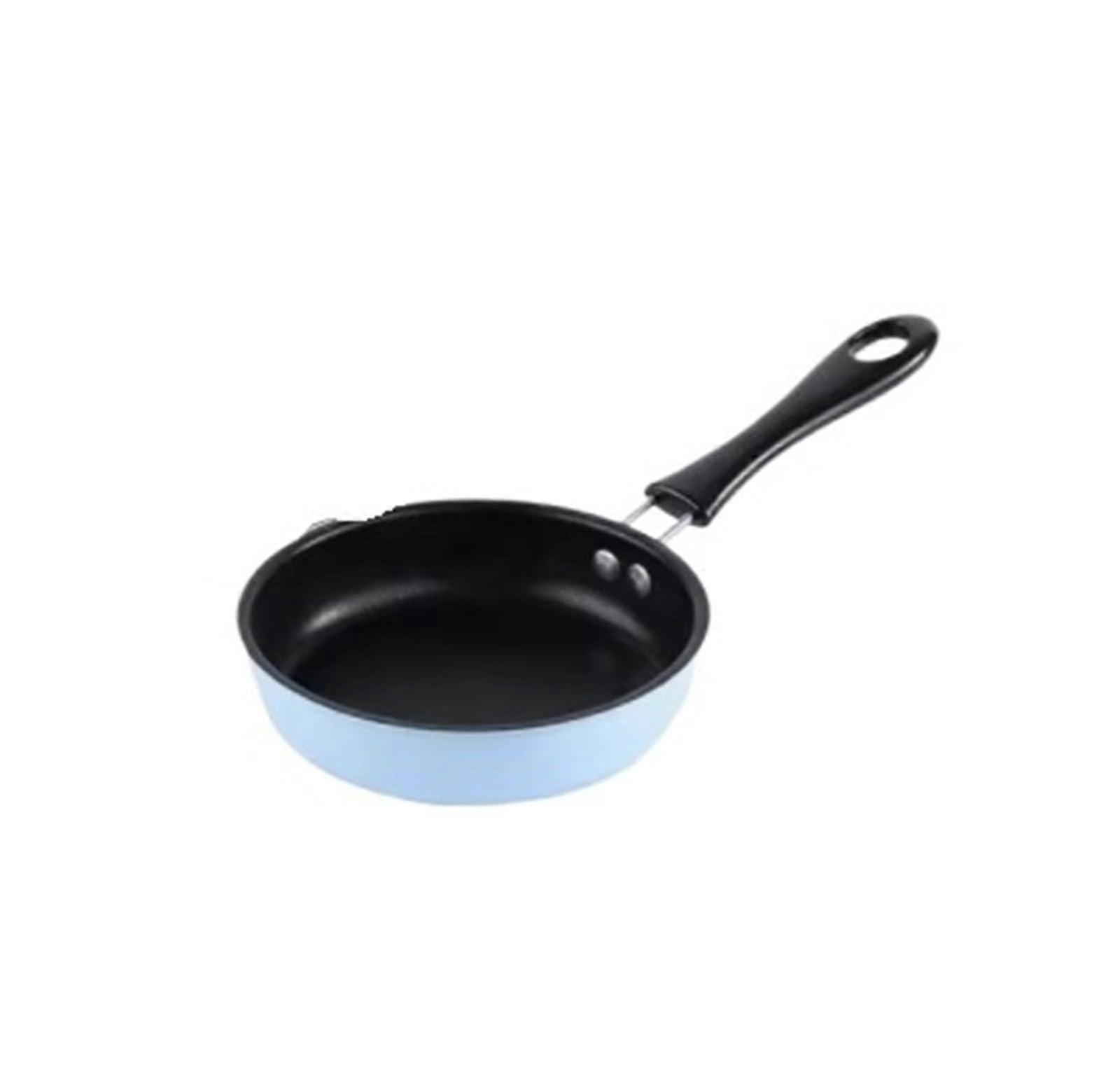 Egg Pan 12cm Non-Stick Mini Omelette Frying Pan with Long Handle and Anti-Stick Coating (Blue-Style B)