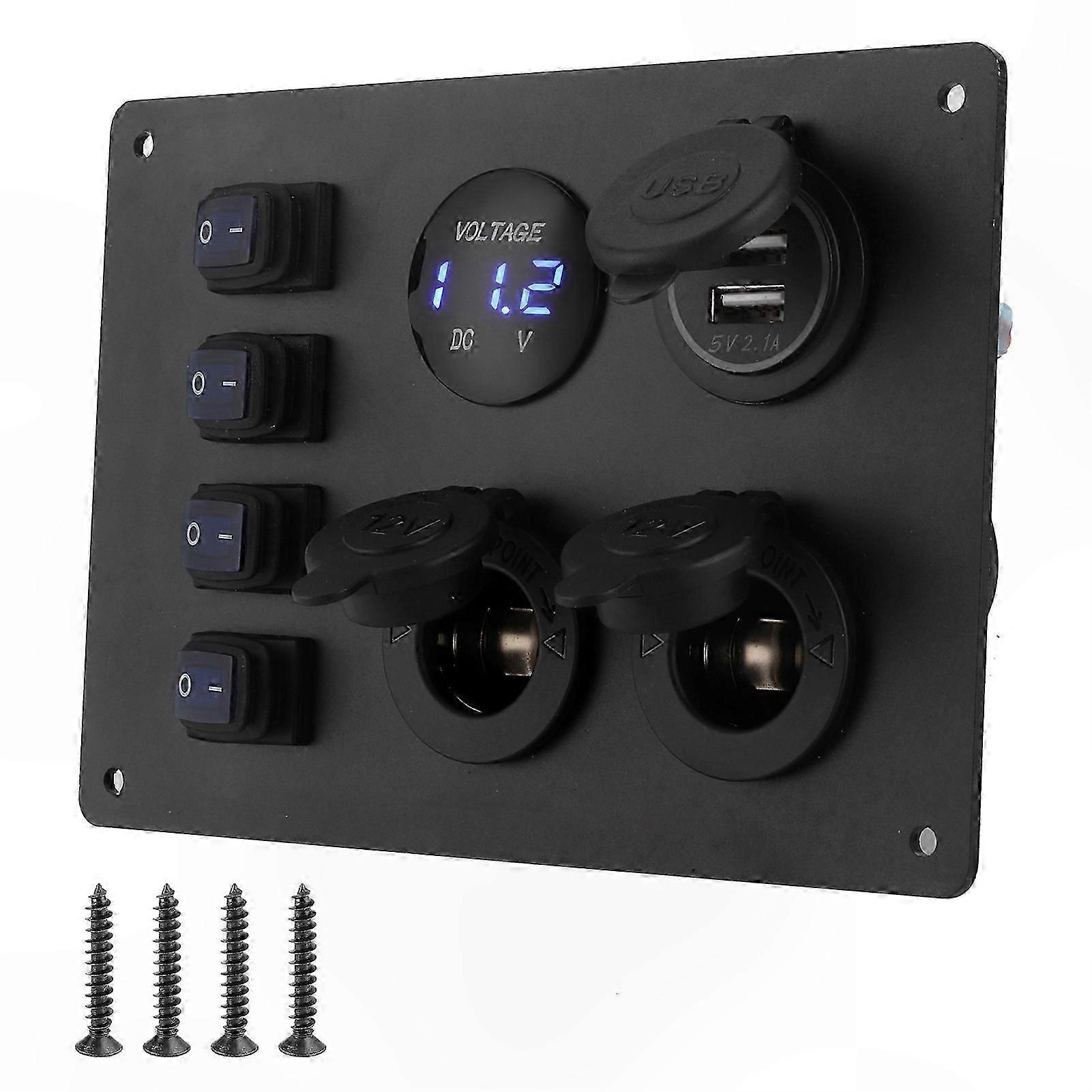 12V Dual USB Port Switch Panel with Voltage Display for Car Boat RV Use