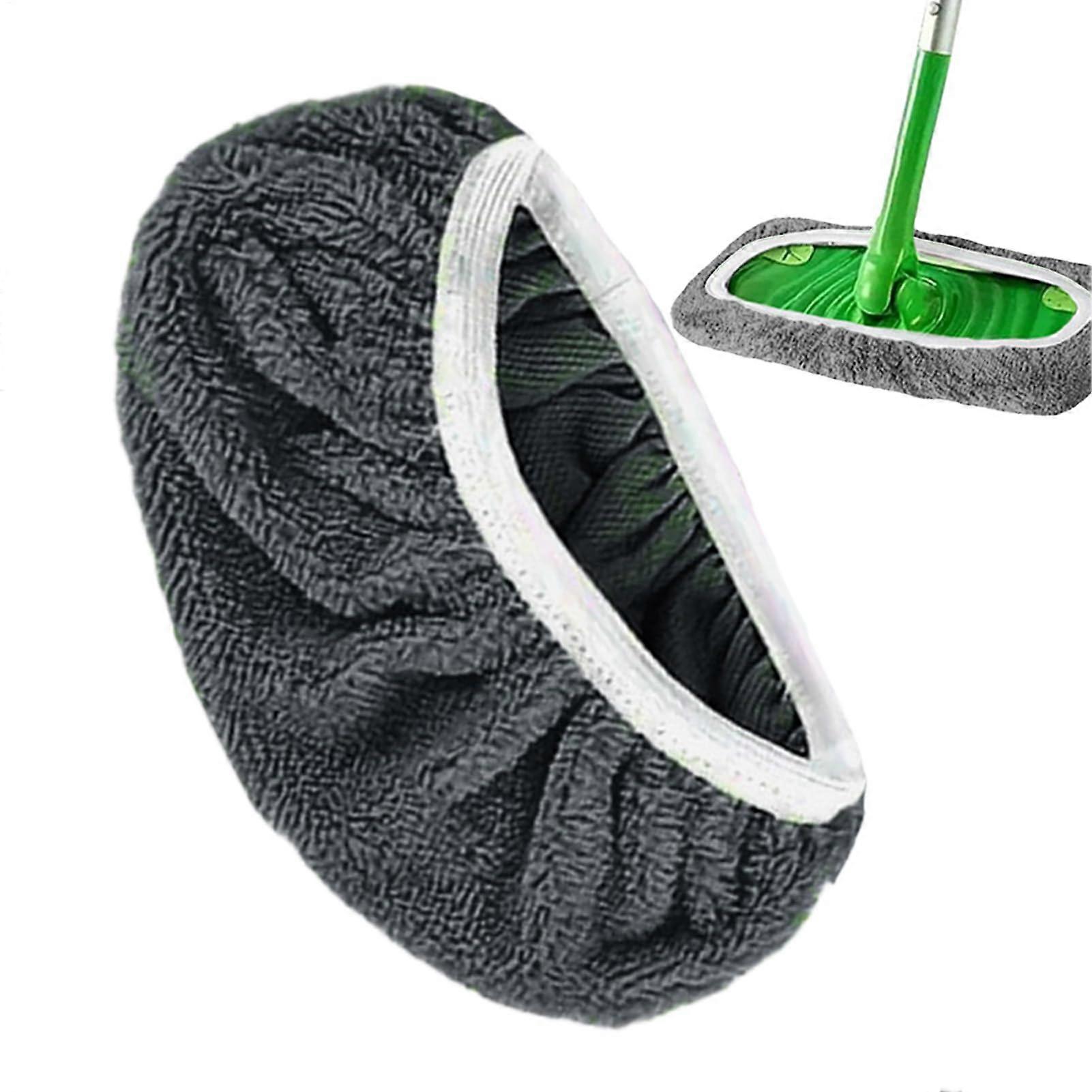 Washable mop covers – microfiber chenille – set, machine washable, reusable, compatible with flat and spray mops, gray