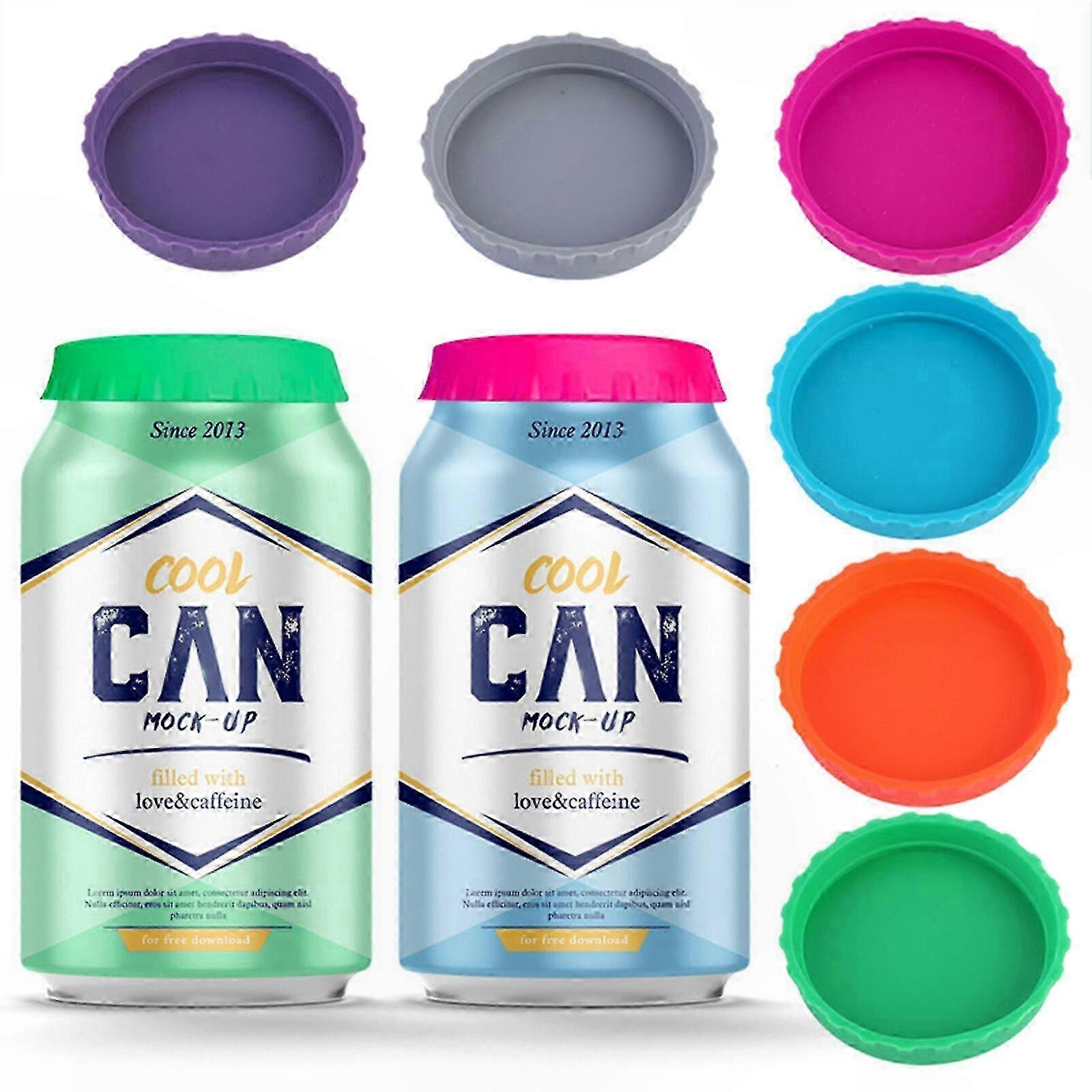 6-Pack Silicone Can Lids for Soda, Beer, and Juice - Fits Standard Size Cans - No Spill Design - Reusable and Durable Protector Solution