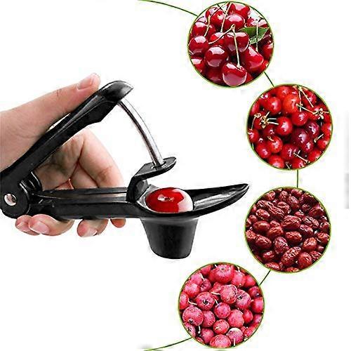 Cherry Pitter Remover Tool, Portable Olive Core Pit Remover with Space-Saving Lock Design, Black Kitchen Gadget