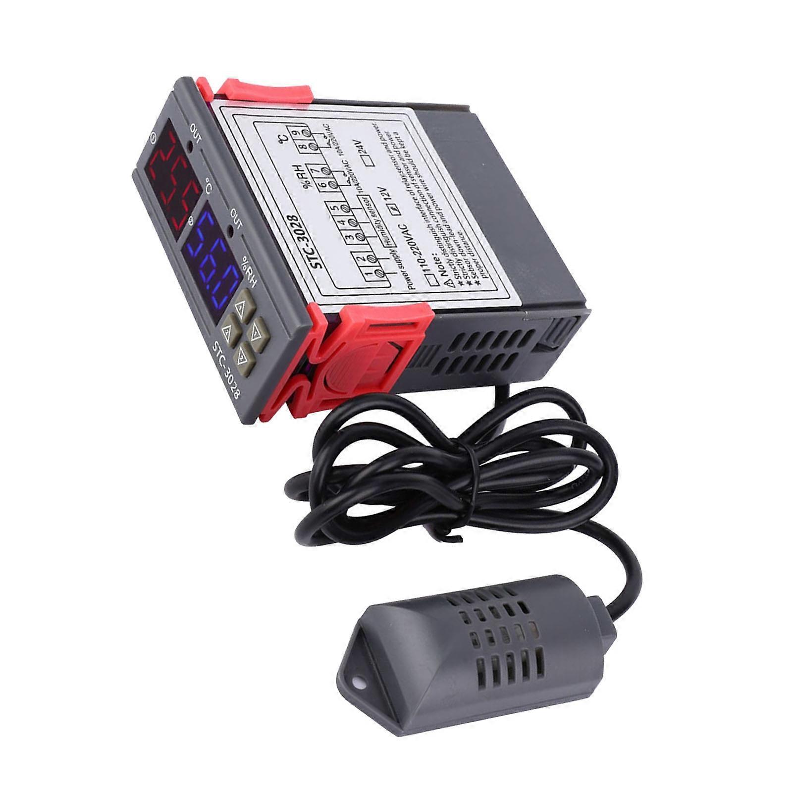 STC-3028 Digital Temp & Humidity Controller Meter 12V ABS 75x34.5x85mm