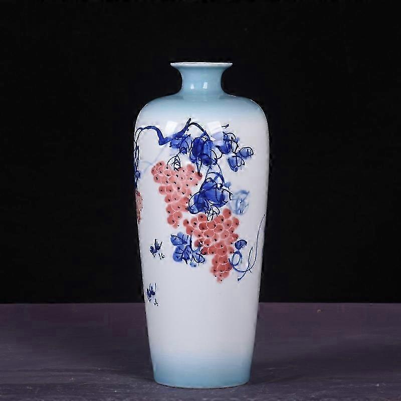 Vibrant Grapevine Hand-Painted Ceramic Vase