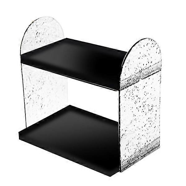 2-Tier Desk Organizer Double Layer Storage Rack Transparent Black