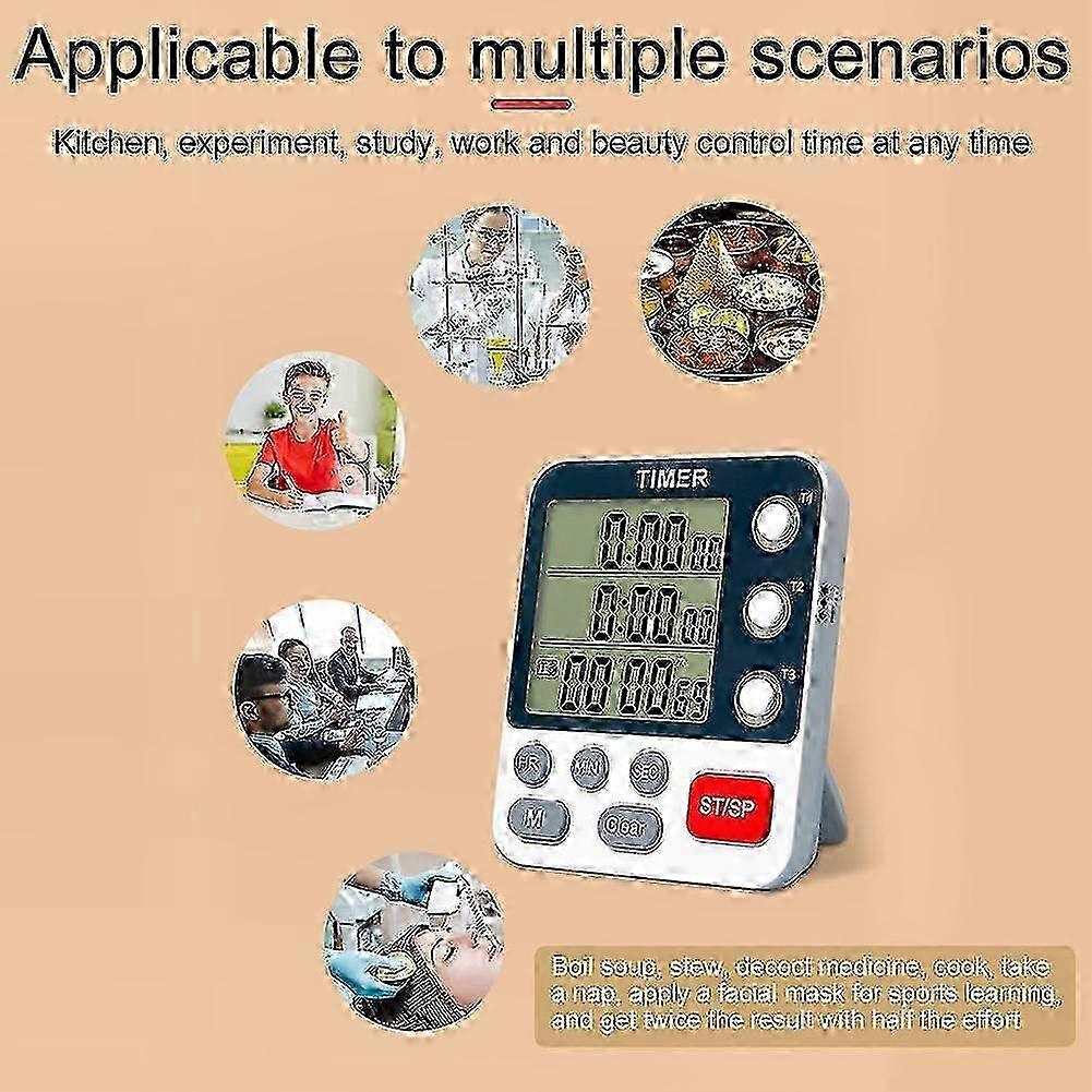 Kitchen Timer with LCD Screen - Count Up Down and Alarm Functions
