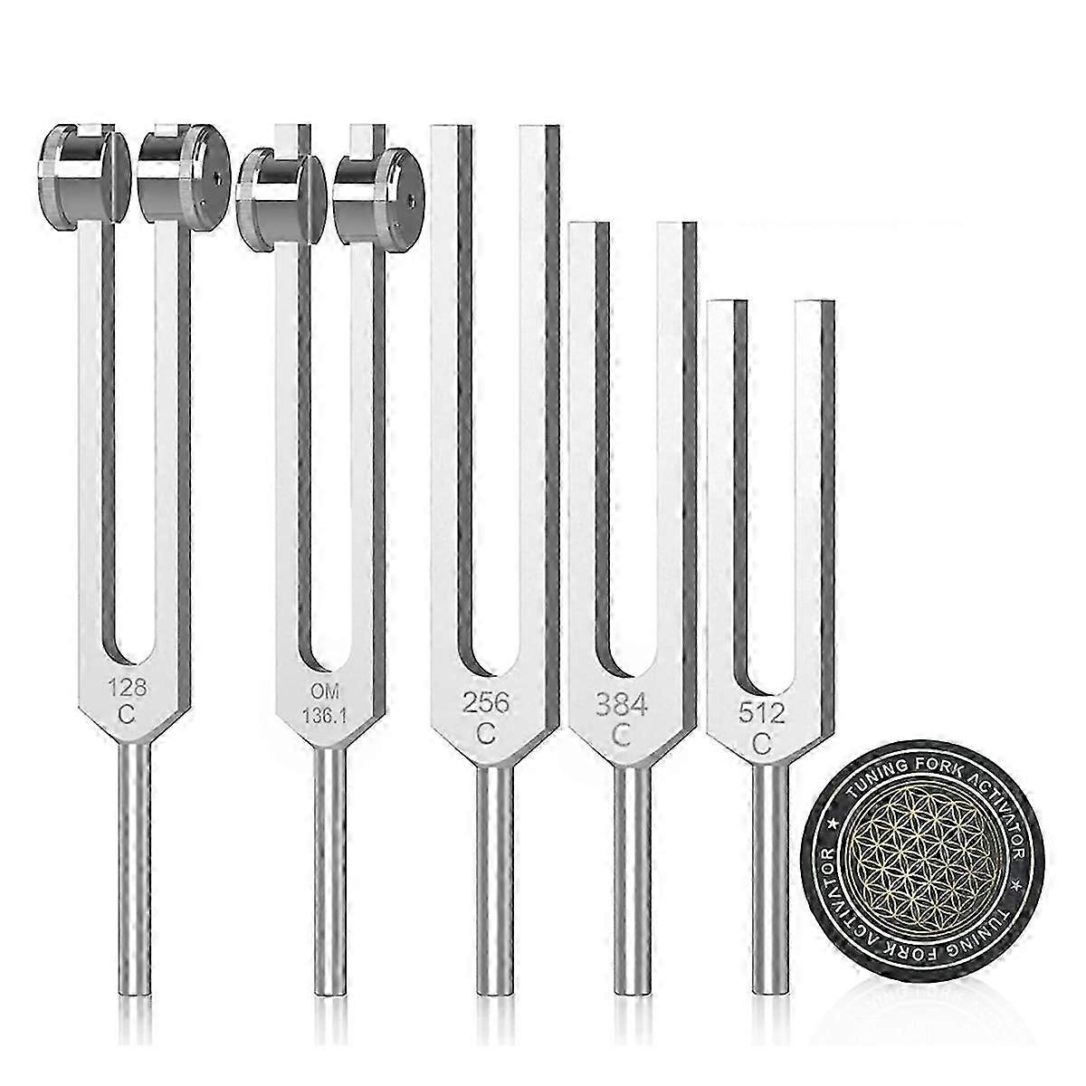 Tuning Forks for Healing Set 128Hz,136Hz,256Hz, Hockey Puck Activator