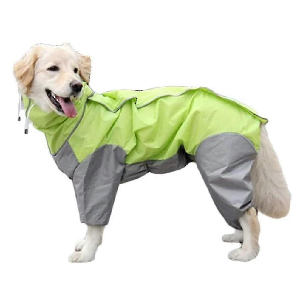 Green Dog Raincoat With Detachable Hoodie, Drawstring Coat, 10 Sizes