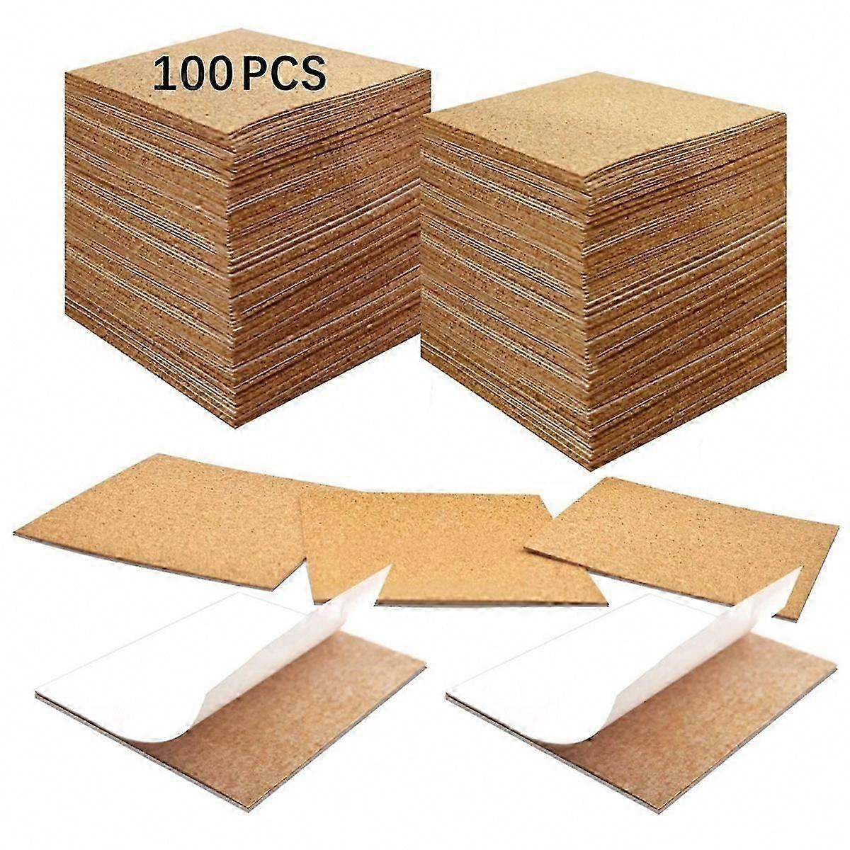 Self Adhesive Cork for Coasters, Bulk 4x4 Inch Coaster Bottoms, Squares Cork Pads with Adhesive
