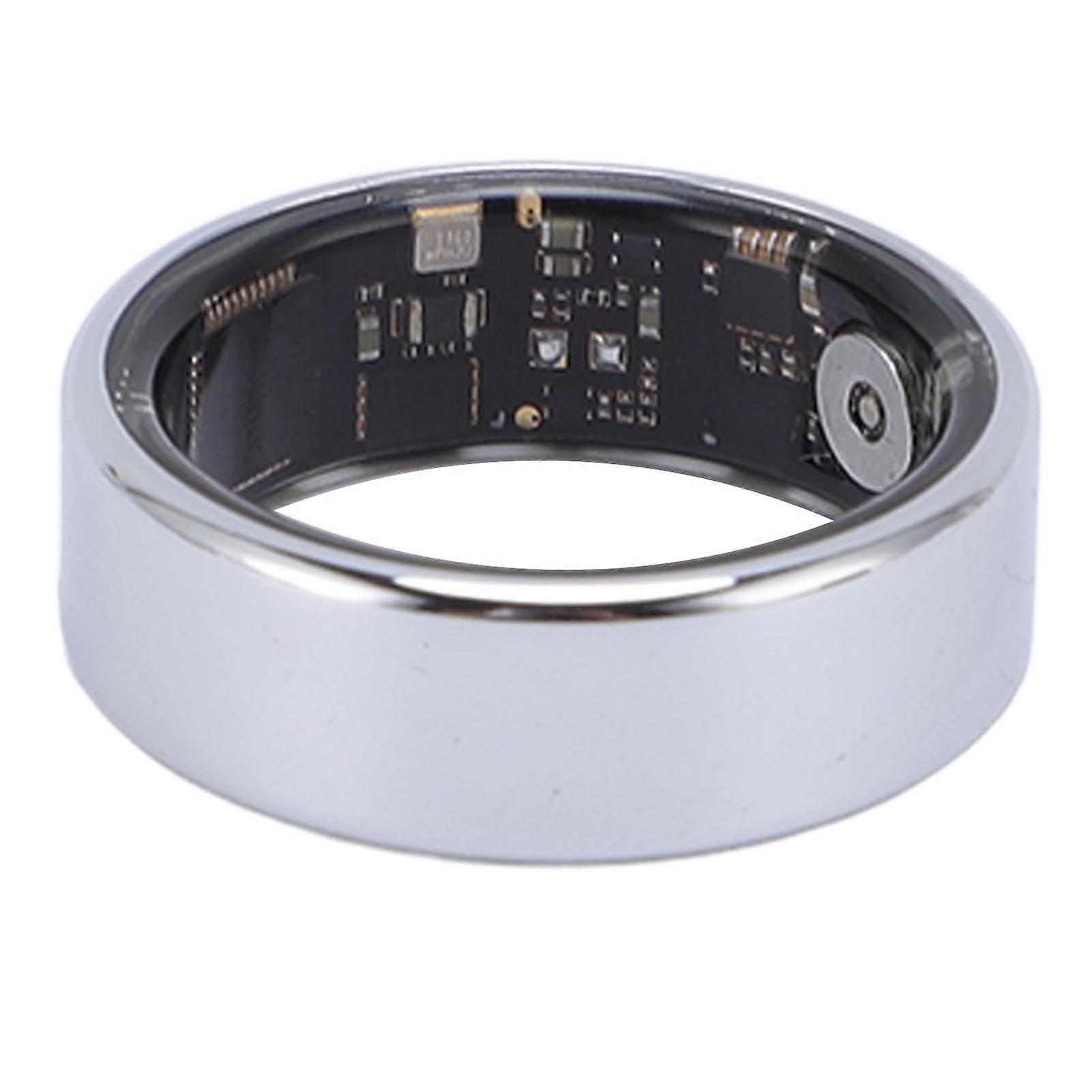 Smart Ring with APP Display Screen Multiple Sports Modes IP68 Water Resistant Stainless Steel 18mAh Smart Fitness Ring for Cycling Running Silver 11