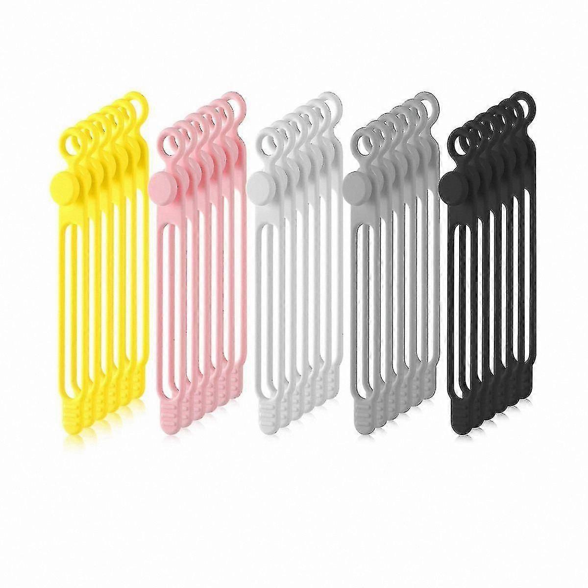 Multipurpose Adjustable Cable Straps, 40 Pack Reusable Silicone Holder for Cable Management